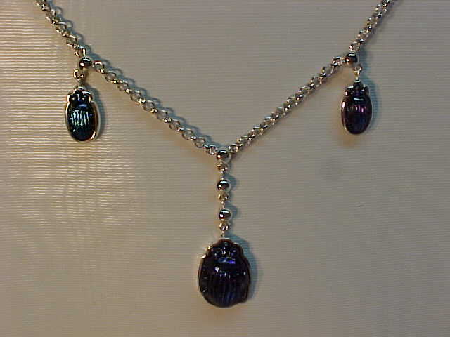 Favrile Glass Scarab Necklace by Louis Comfort Tiffany